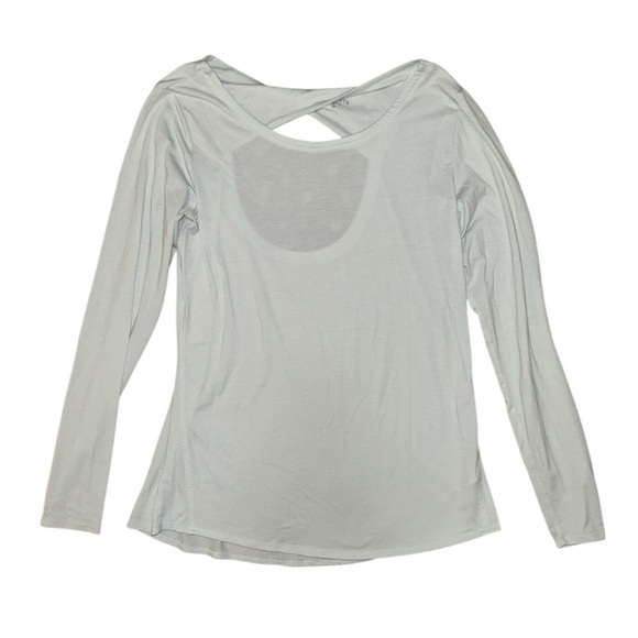 Athleta light blue long oval open back long sleeve women’s size medium - Picture 2 of 7